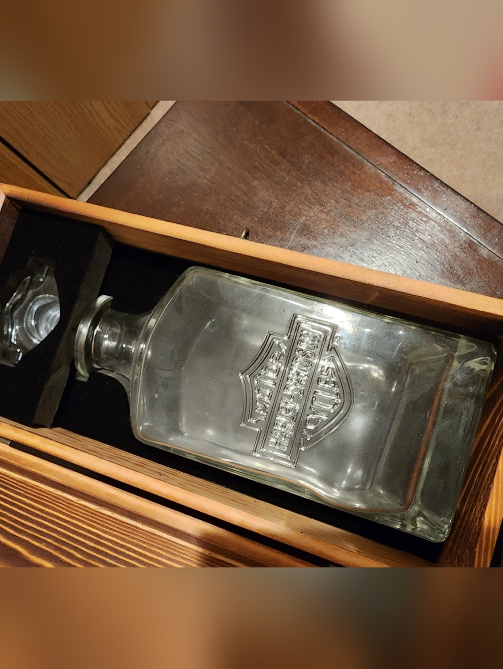 Harley Davidson Decanter Wooden Set ST JOE HARLEY DAVIDSON Collectible Bar Decor - Picture 11 of 16